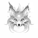 nine tail fox, moon and phoenix  tattoo design idea