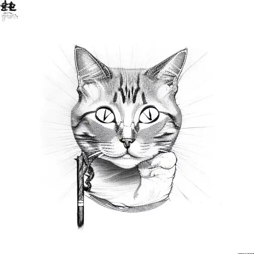 Cat with joint tattoo design idea