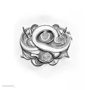 espelho com conchas tattoo design idea