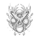 sereia com espelhos e conchas e mar tattoo design idea