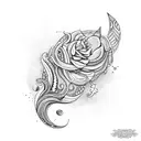 sereia com espelhos e conchas e mar tattoo design idea