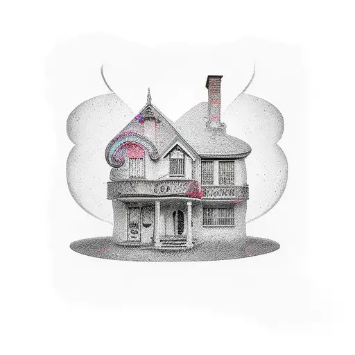 A question mark shaped house tattoo design idea