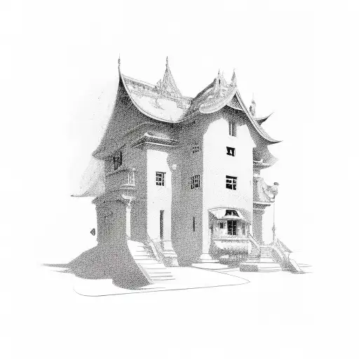 A house in form of a question mark tattoo design idea