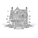 A question mark shaped house tattoo design idea