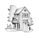 A question mark shaped house tattoo design idea