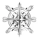 A compass arrow merging with the feathers of an eagle tattoo design idea