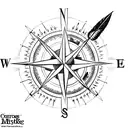 A compass arrow merging with the feathers of an eagle tattoo design idea