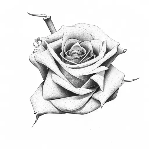 the name willow in a rose stem  tattoo design idea