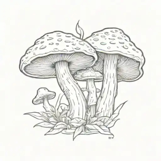 mushroom growing tattoo design idea