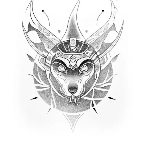 Outer part of the arm from the shoulder to the elbow, of Anubis, the rest of arm, the goddess Amaterasu  tattoo design idea