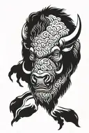 Buffalo head with the fraze never give up  tattoo design idea