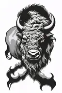 Buffalo head with the fraze never give up  tattoo design idea