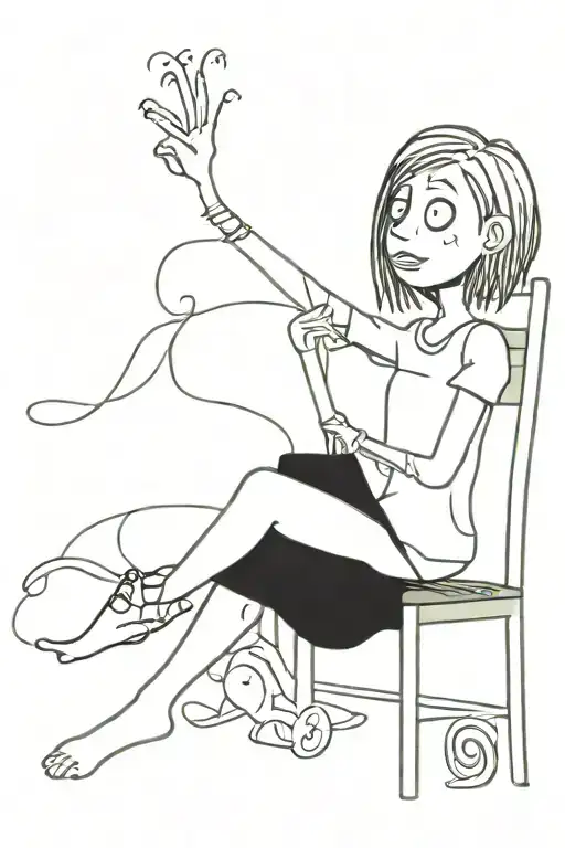 Funny but scary girl sitting tattoo design idea