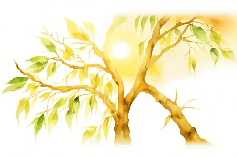 Willow Tree with the sun shining behind it tattoo design idea