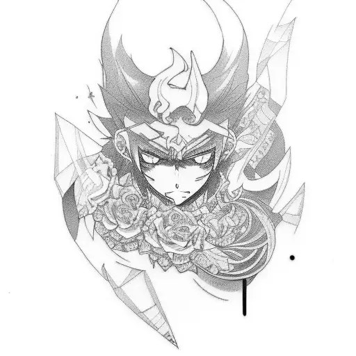 cool anime leg tatoo tattoo design idea