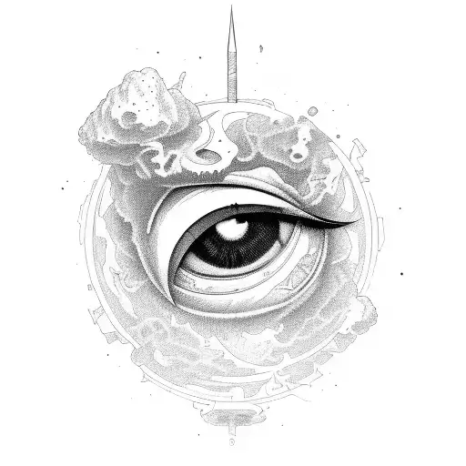old school, eye, sky, lunar, rugged, dark, evil tattoo design idea