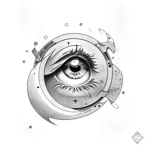 old school, eye inner elbow, sky, air, lunar tattoo design idea