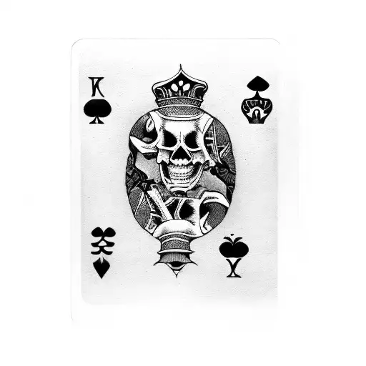 skeleton holding playing cards and shhh tattoo design idea