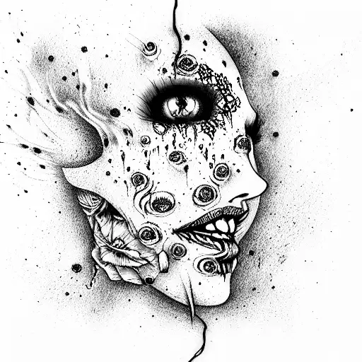 Horror psycho tattoo design idea