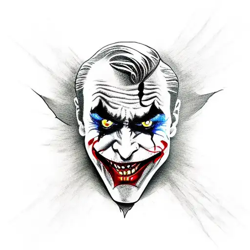 Joker Tattoo saying "Why So Serious!"  with his mouth below and Laughter words below the mouth after. With fire effects  tattoo design idea