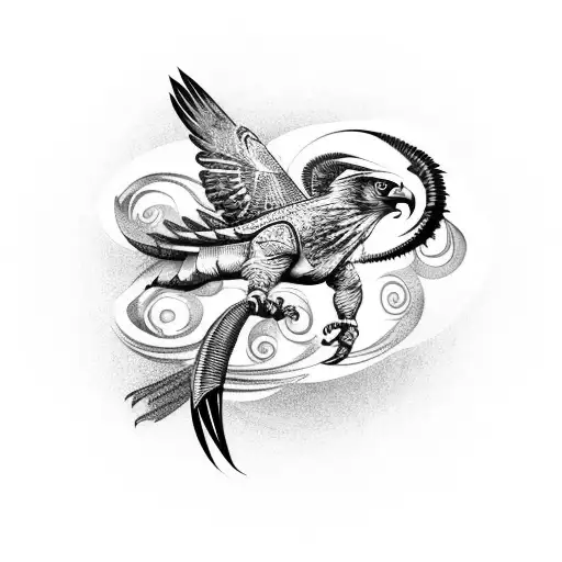 hawk with scorpion  tattoo design idea