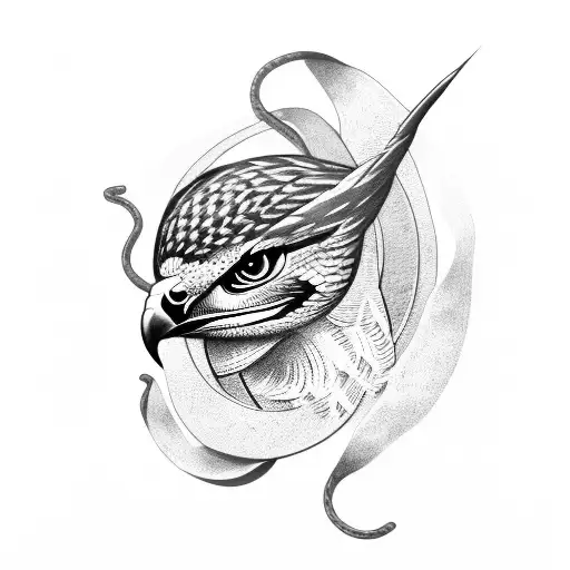 hawk with snake tattoo design idea