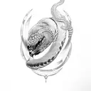 hawk with snake tattoo design idea