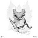 hawk with snake tattoo design idea