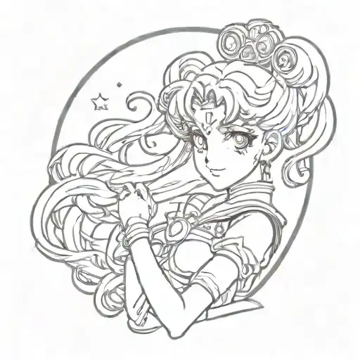 sailor Moon With Luna (Anime) tattoo design idea