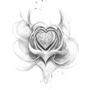 live heart beat beginning with name Lea and ending with the name Iva tattoo design idea