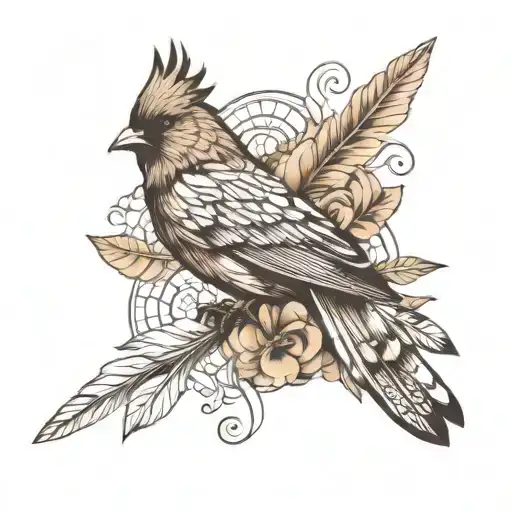 birds, feathers, power, sensuality tattoo design idea