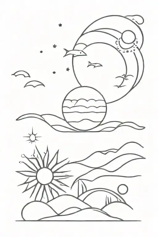 sea and sun tattoo design idea