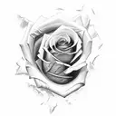 rose inside a broken window tattoo design idea