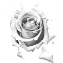 rose inside a broken window tattoo design idea