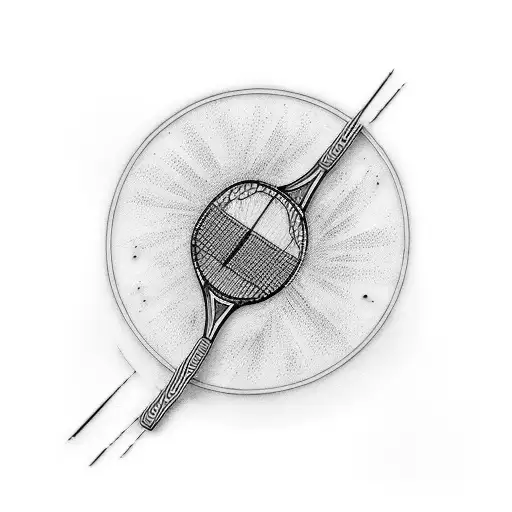 Table Tennis racket with ball and colorful lines tattoo design idea