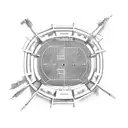 A football field with goalposts made of car parts tattoo design idea