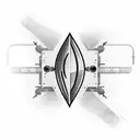 A football field with goalposts made of car parts tattoo design idea