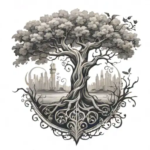 arbre de vie comportant les lettres P M C tattoo design idea