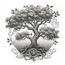 arbre de vie comportant les lettres P M C tattoo design idea