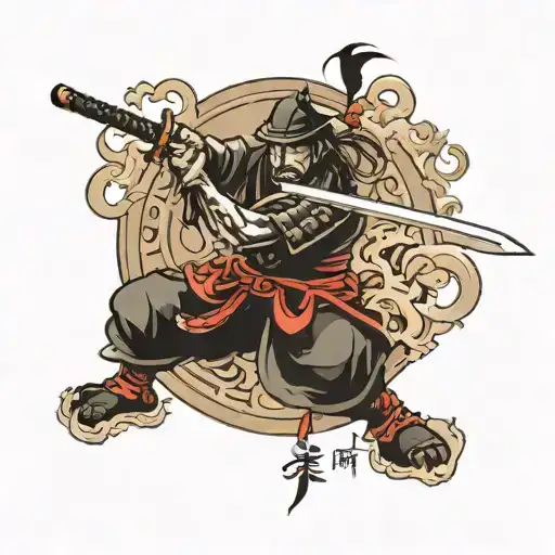 Samurai Sword Chinese tattoo design idea