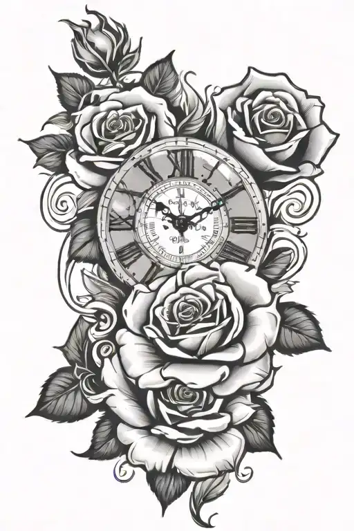 rose clock script tattoo tattoo design idea