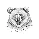 combat bear with a dove on his shoulder tattoo design idea