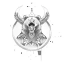 combat bear with a dove on his shoulder tattoo design idea