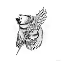 combat bear with a dove on his shoulder tattoo design idea