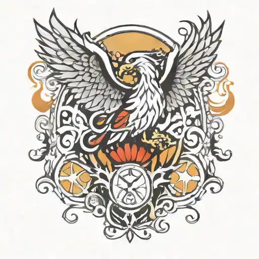 Phoenix strength tarot card tattoo design idea