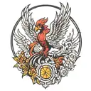 Phoenix strength tarot card tattoo design idea