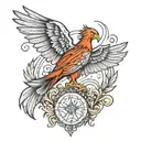 Phoenix strength tarot card tattoo design idea