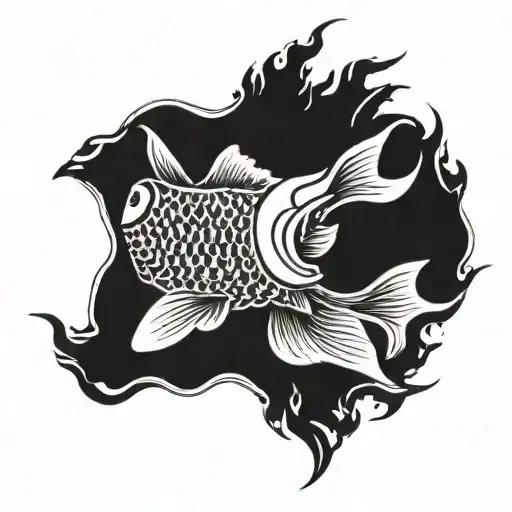 carp fishbone tattoo design idea