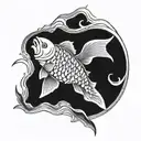 carp fishbone tattoo design idea