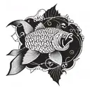 carp fishbone tattoo design idea